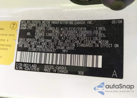 2009 Lexus Rx 350 from USA, damaged, VIN 2T2GK31U19C066437